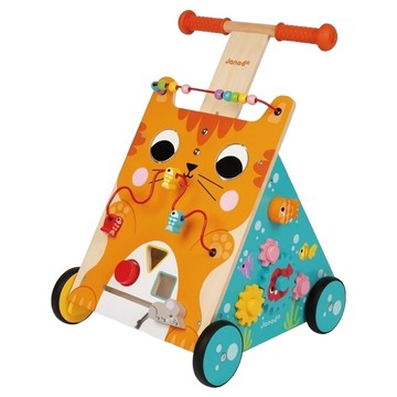 法國Janod平衡學步系列多功能咪咪學步車 安全木製玩具  1台