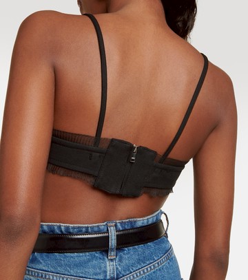 Ganni Lace-trimmed cotton bra top