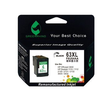 Greenrhino for HP NO.63XL (F6U64AA) 黑色高容量環保墨水匣適用HP DeskJet 1110/2130/Officejet 3830