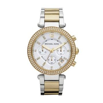 『Marc Jacobs旗艦店』美國代購 Michael Kors  新款歐美風格雙色水晶鑽錶圈三眼腕錶