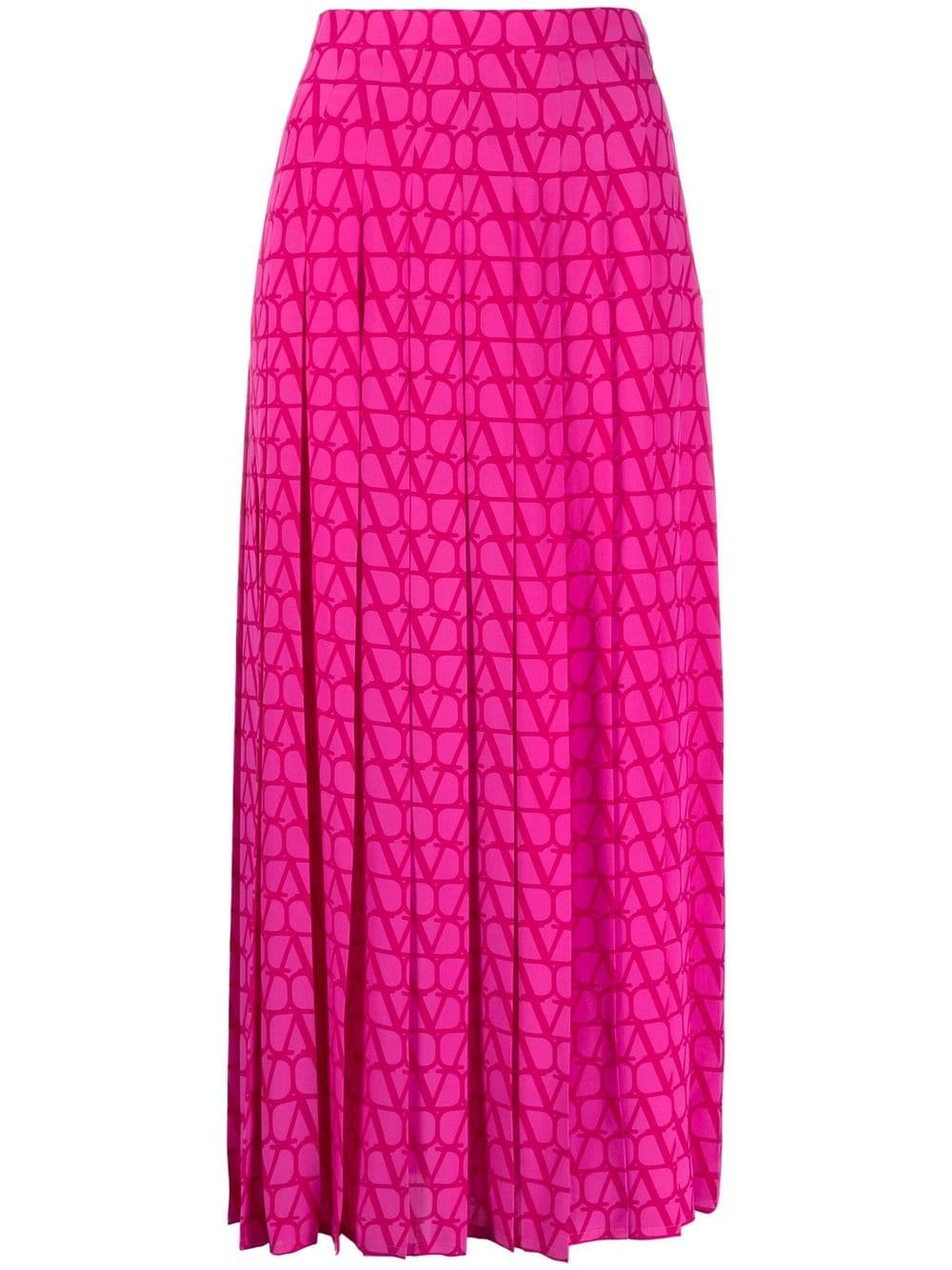 Valentino - VLogo silk skirt - women - Silk - 38 - Pink