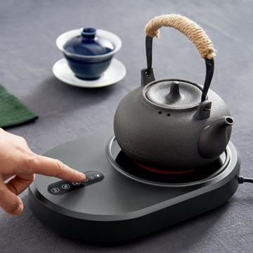 家用陶瓷提梁燒水壺粗陶黑釉煮茶壺大容量功夫茶具茶壺電陶爐茶爐