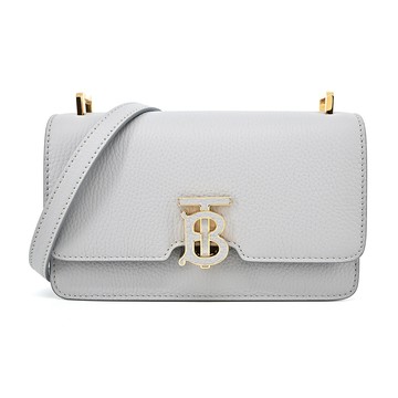 BURBERRY TB LOGO皮革翻蓋迷你肩背/斜背包（灰色）_廠商直送