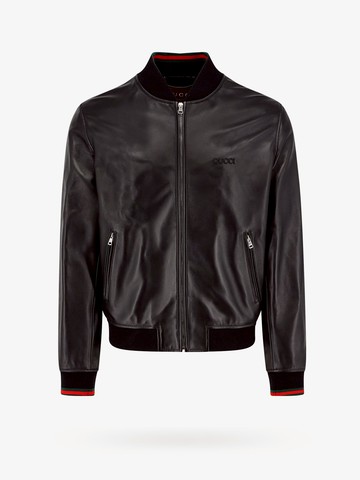 Leather bomber with gucci embossed detail - GUCCI - gender_Man