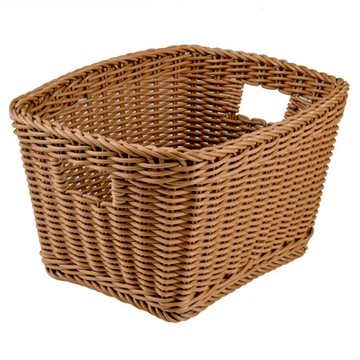 奧可利霧紋手工編織提把置物籃M 斜邊卡其