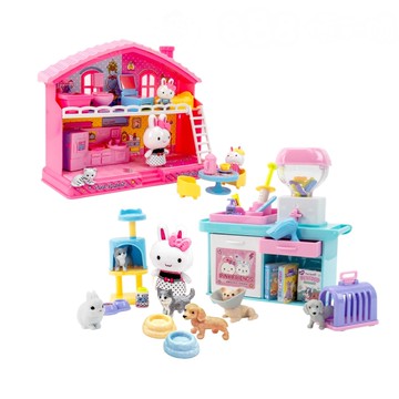 粉紅兔我的寵物生活館豪華版家家酒(附3公仔+10動物)(授權)(37051)【888便利購】