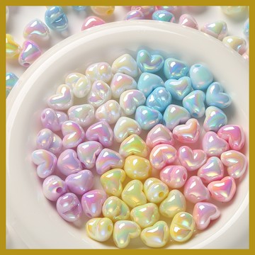 鍍彩愛心直孔珠 diy手工手鏈項鏈髮飾散珠 串珠 串珠材料 串珠材料包 珠珠材料 手串材料