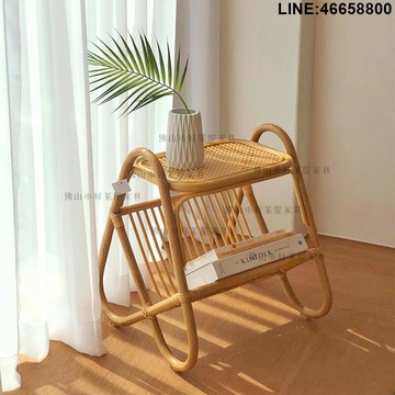 免運 開立發票 茶几 邊幾 小邊桌 ins藤編收納小茶幾民宿風飄窗日式角幾邊幾迷你雜志置物架