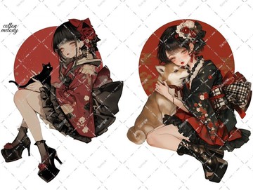 original sticker no.7594 人物貼紙 原創貼紙 人物貼紙 女孩貼紙 原創人物貼紙