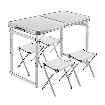FOSO 一桌四椅(時尚白) 露營野餐便攜  1入