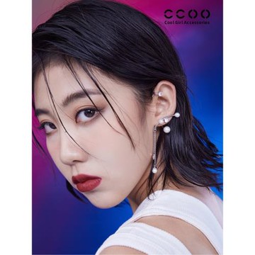 CC&OO釣魚鉤耳掛珍珠耳夾銀針流蘇耳環女氣質長款耳墜無耳洞耳飾