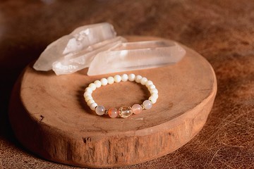 【神山晶礦】鈦金玉髓硨磲手串 /鈦金/髓硨/玉髓