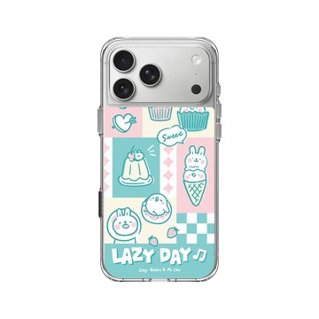 iPhone 17 Pro Max Clear Case（相機按鈕） 透明 - 懶散兔與啾先生 Lazy Rabbit and Mr.Chu - 粉嫩夏日