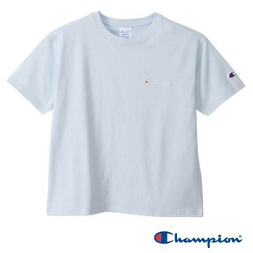 Champion 官方直營 女款 BASIC 寬版刺繡短袖TEE-淺藍色(CW-X337-797)