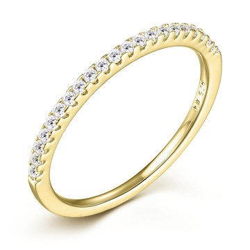 925純銀戒指．半圈鑽．線戒．尾戒．金色