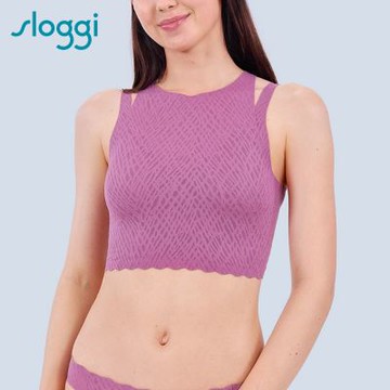 sloggi-ZERO FEEL BLISS零感蕾絲雅致系列削肩短版上衣 幸運紫