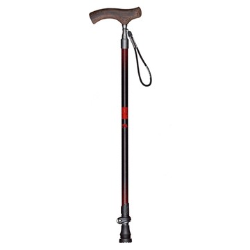 pioneer 開拓者 老人手杖2系實木手柄速鎖 - 航空級7075鋁合金 重約265g 帶防起球腕帶  黑紅色  1支