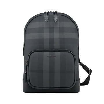 [平輸版]BURBERRY 經典格紋帆布單肩背包(炭灰)真品平輸