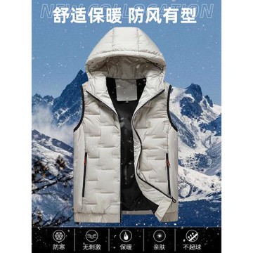 羽絨馬甲男士秋冬季2025新款工裝加厚輕薄連帽棉馬夾坎肩背心外套