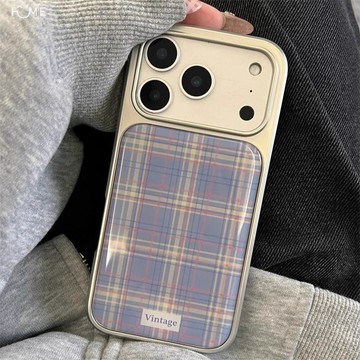 韓風撞色格紋蘋果17161514Promax滴膠手機殼iPhone17161514131211