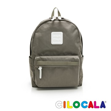 【CILOCALA】亮彩尼龍防潑水後背包-灰(中大)