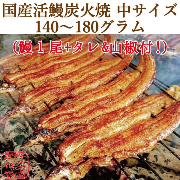 国産 活鰻 炭火焼 炭焼き 蒲焼き 中サイズ140〜180グラム 1尾 鰻 うなぎ ウナギ 長焼き 蒲焼き ギフト 土用の丑の日