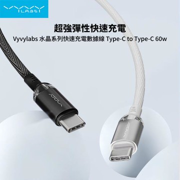 【Vyvylabs】水晶系列 雙Type-C 快充數據線(1M) 60W (適用I15)