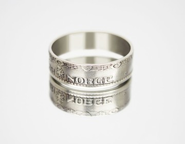 挪威硬幣戒指 1 皇冠 1940 年男士硬幣戒指 女士硬幣戒指