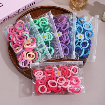 🚀現發直出💎3cm兒童髮圈彩色毛巾圈50根雛菊袋裝皮筋耐用小辮子無接縫高彈力