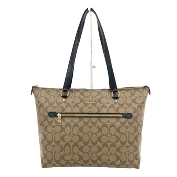 coach 棕色 老花帆布肩背托特包