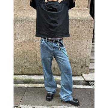 Hobkirk官方 13oz 水洗寬松直筒竹節紋藍牛仔褲 Clean Jeans