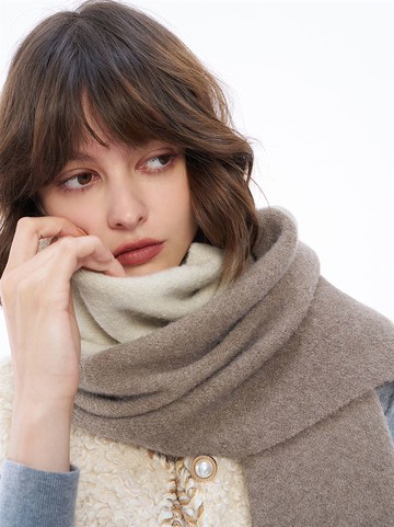 濃醇拿鐵冬日漸層暖呼呼圍巾
