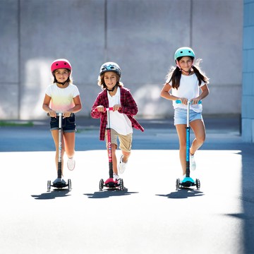 Micro - 瑞士 Maxi Deluxe Foldable LED輪 折疊版兒童滑板車-火山灰
