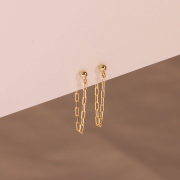 s925純銀金色 銀色鏈條耳釘耳環 極簡 後掛式 流蘇鏈條耳釘 禮物