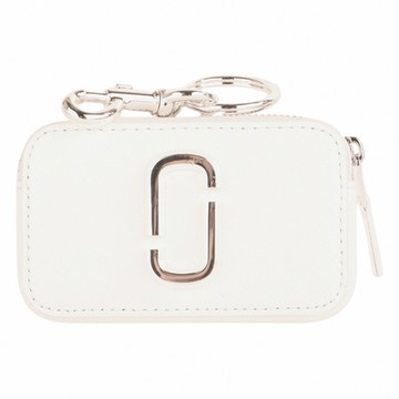 MARC JACOBS  NANO 雙J標誌防刮拉鍊鑰匙圈/零錢包(漆白色)
