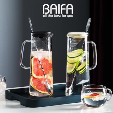 家用北歐高硼硅玻璃透明耐高溫冷水壺涼水壺扎壺涼白開水壺冷水杯