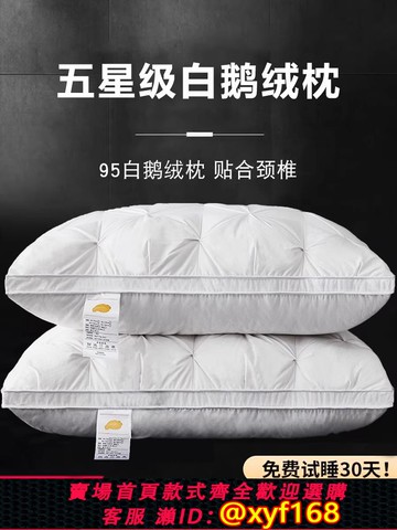 {可打統編 保固一年}五星級酒店羽絨枕頭95白鵝絨枕芯單人家用護頸椎防螨不塌陷一對裝