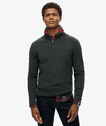 Superdry Men's Men's Merino Half Zip Jumper Dark Grey / Dark Charcoal Marl - Size: XL