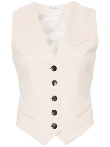 Philosophy Di Lorenzo Serafini - V-neck strap-detail waistcoat - women - Elastane/Polyester/Wool/Viscose - 38 - Neutrals