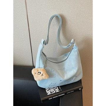 外單時尚百搭新款單肩斜挎包通勤可愛刺繡大容量小眾女休閑餃子包