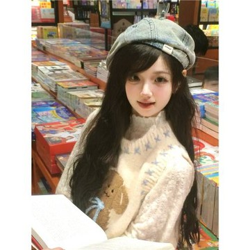 復古牛仔貝雷帽女春夏帽子女款2026新款遮陽防曬大頭圍顯臉小前進