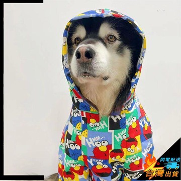 【台灣出貨】寵物服飾 舒適帥氣 金毛 拉布拉多 防掉毛 潮牌寵物芝麻街狗狗 連帽衛衣中 大型犬春秋衣服