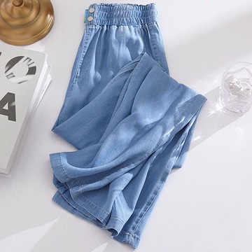 直筒闊腿褲冰絲牛仔褲女寬松顯瘦百搭時尚百搭春秋夏季薄款