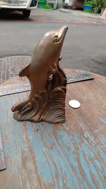 早期老台灣外銷銅製品收藏工業風銅海豚書擋紙鎮擺飾