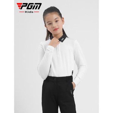 PGM兒童高爾夫服裝秋冬季女童衣服長袖上衣青少年柔軟高彈運動服