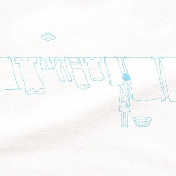 短袖 T 恤「衣物與 UFO・水色畫」男女款