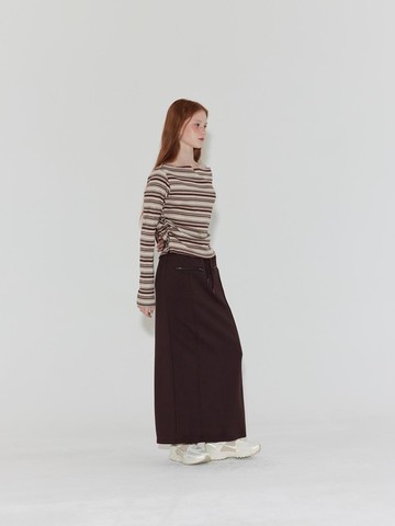Double-layer Jersey Maxi Skirt [Brown]