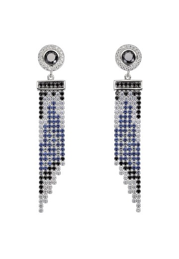 純銀八心八箭鋯石六排流蘇耳飾 - 優雅上班族 (可改夾)