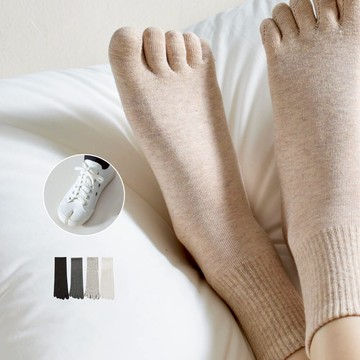 NicoFun 愛定做 7A抗菌女純色短筒五趾襪 五指襪 分趾襪 腳趾襪 棉襪 運動襪(女襪22.5~24.5cm)