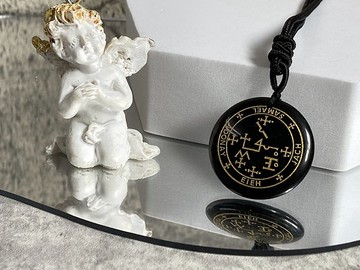 【大天使印記_薩麥爾Samael。黑曜石吊墜】阿瑪德爾的魔法書